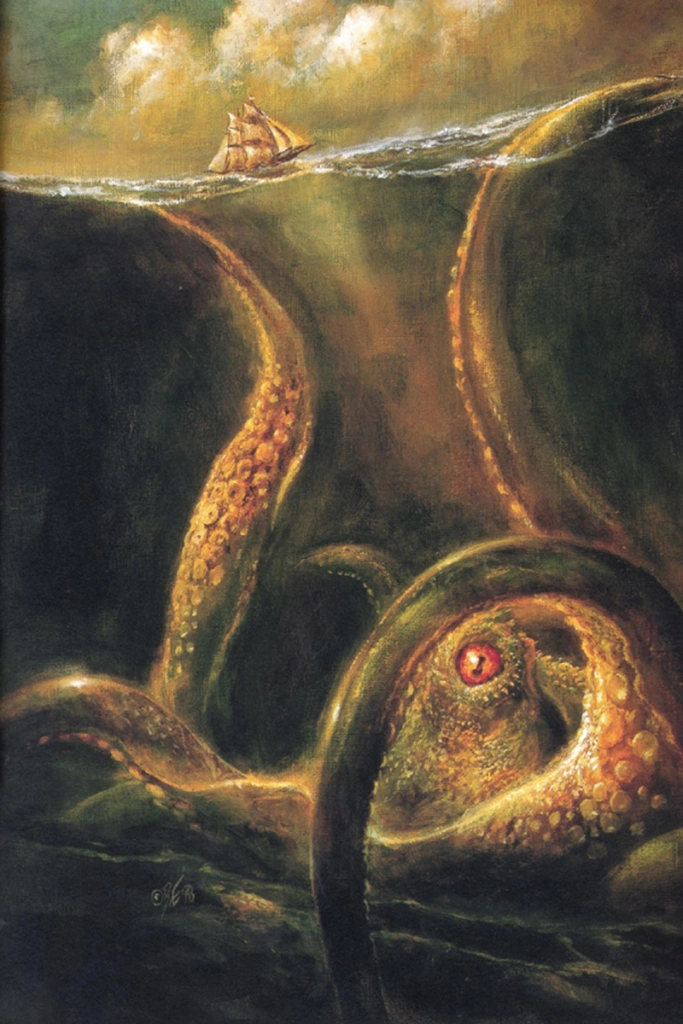 Uma pintura do Kraken